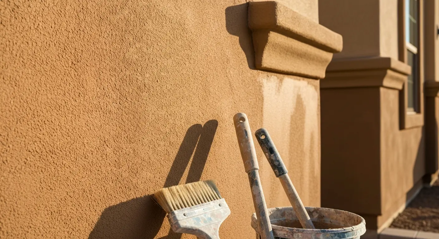 Stucco texture finishing and paint