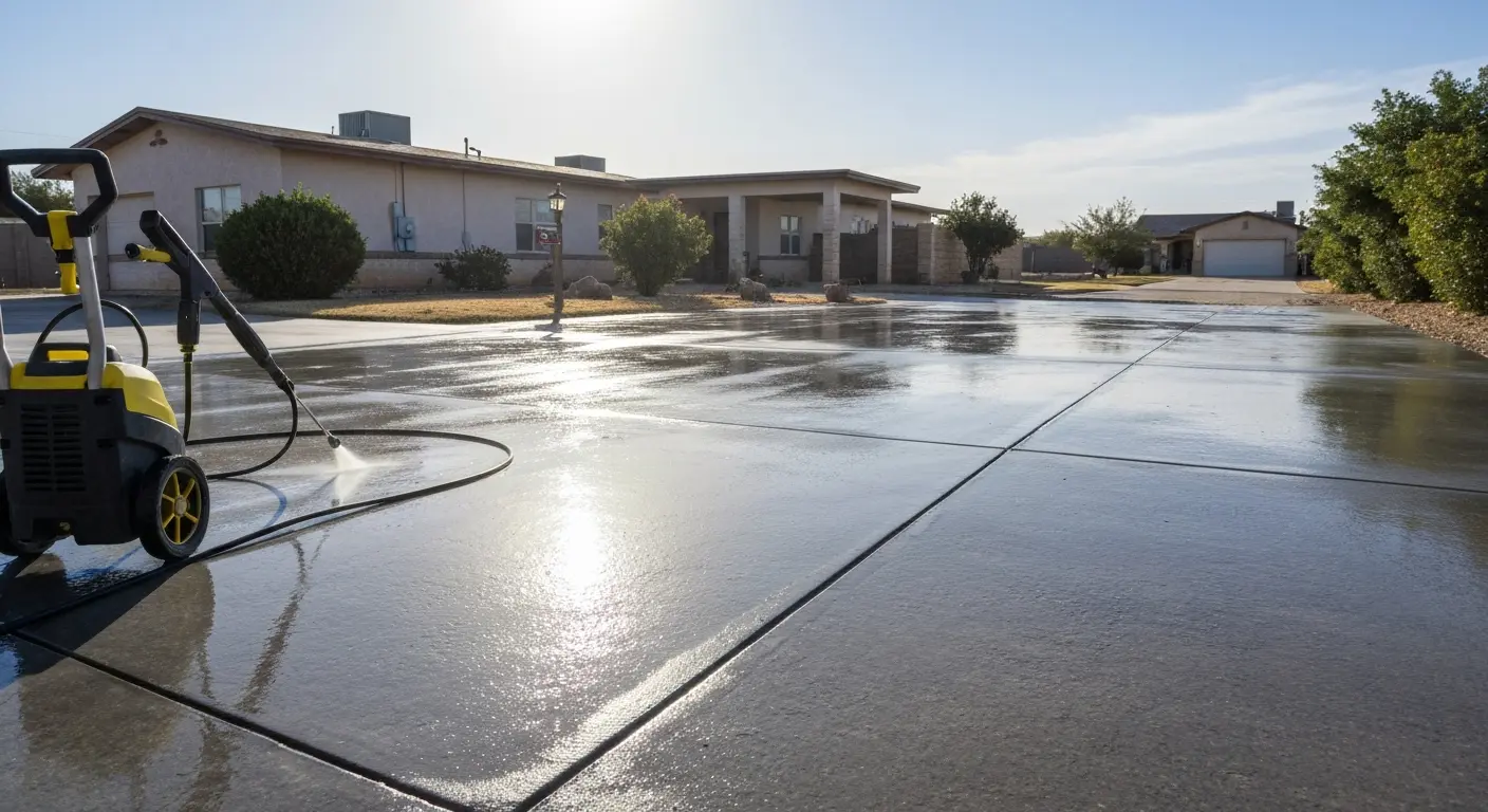 Pressure washing driveway