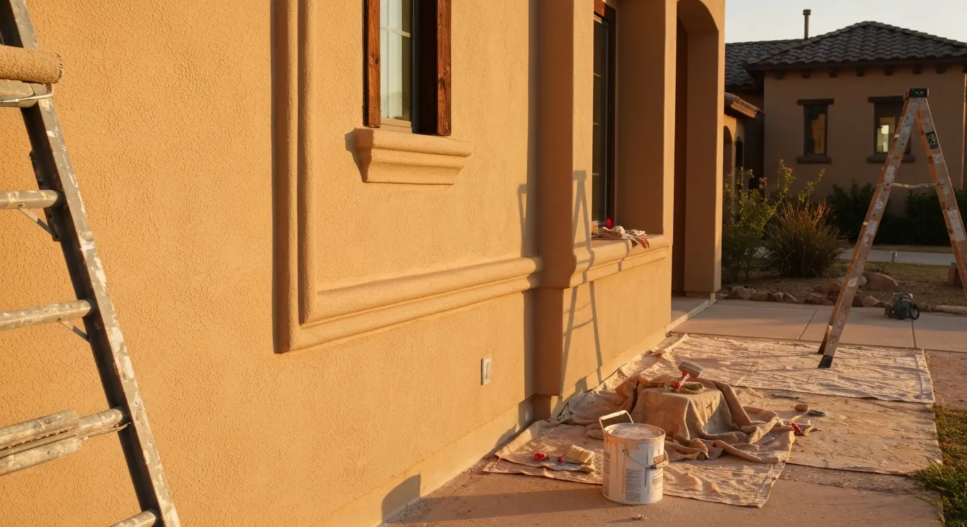 Exterior painting on stucco