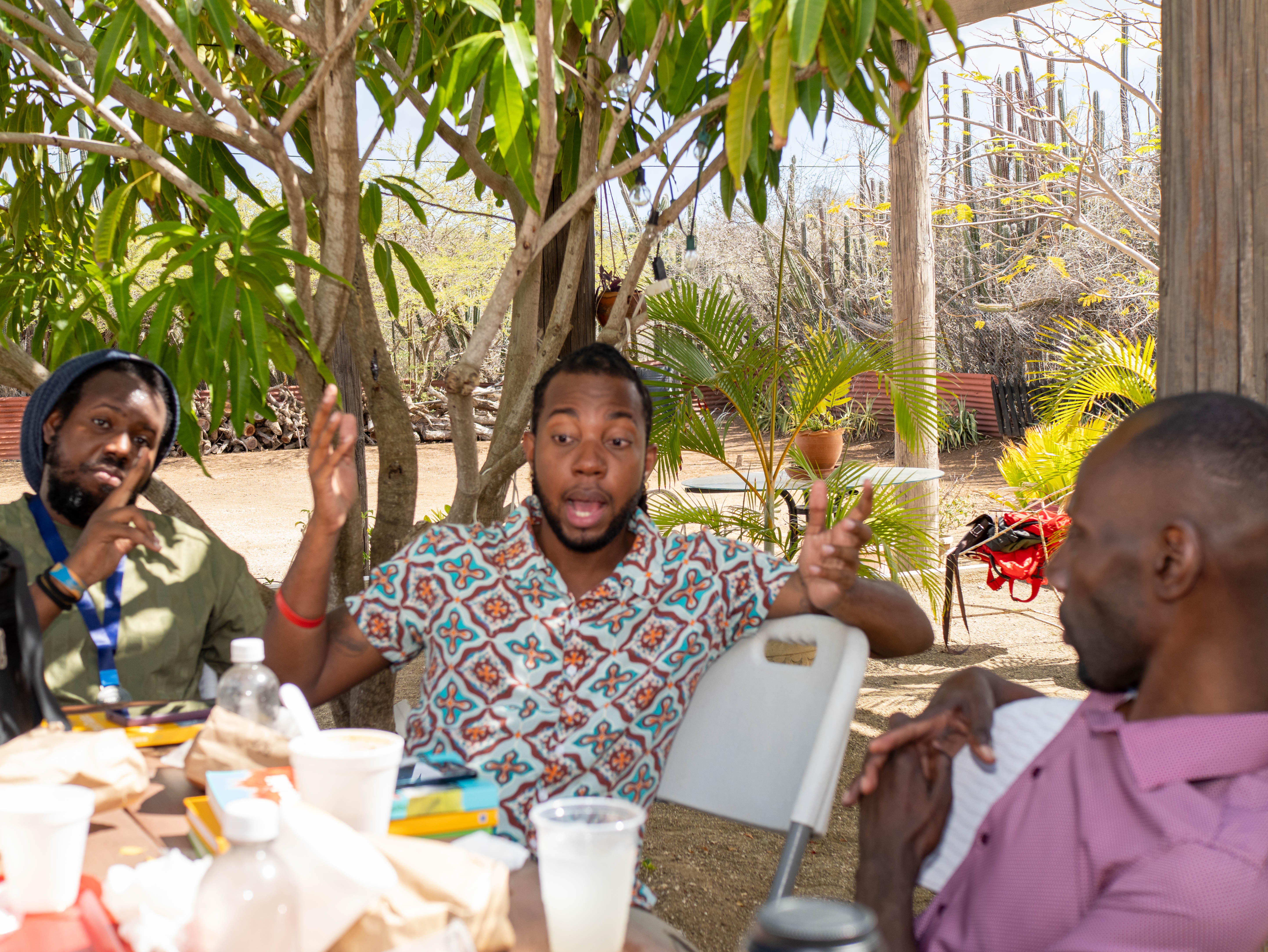 Poets and guests at the Sunday breakfast in Curaçao