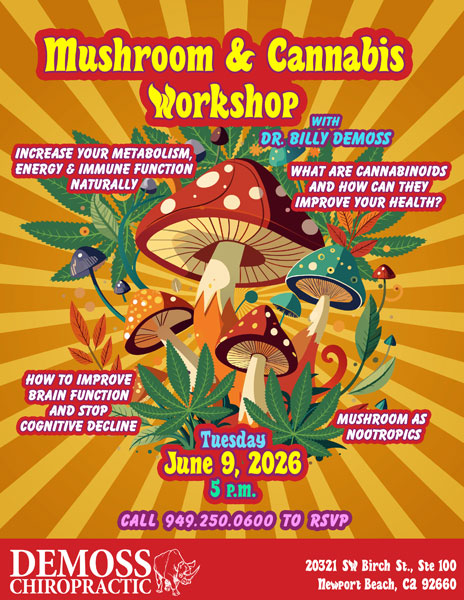 Mushroom & Cannabis Workshop poster — with Dr. Billy DeMoss, Tuesday 9 June 2026