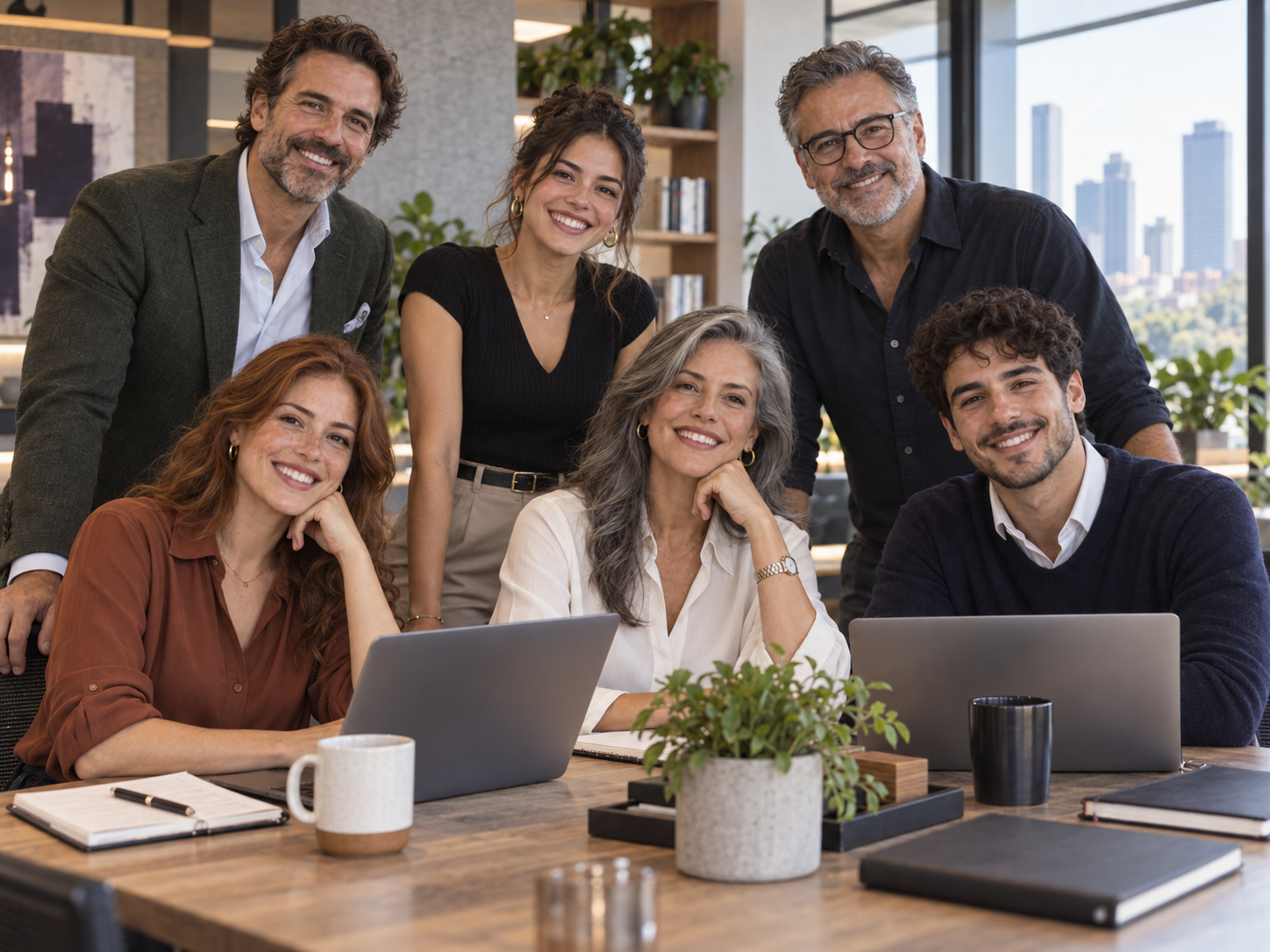 Grupo de profesionistas mexicanos de distintas edades en un entorno moderno, representando nuevas posibilidades profesionales