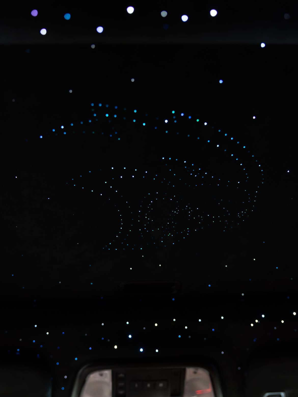 Starlight headliner with fiber optic stars lit up