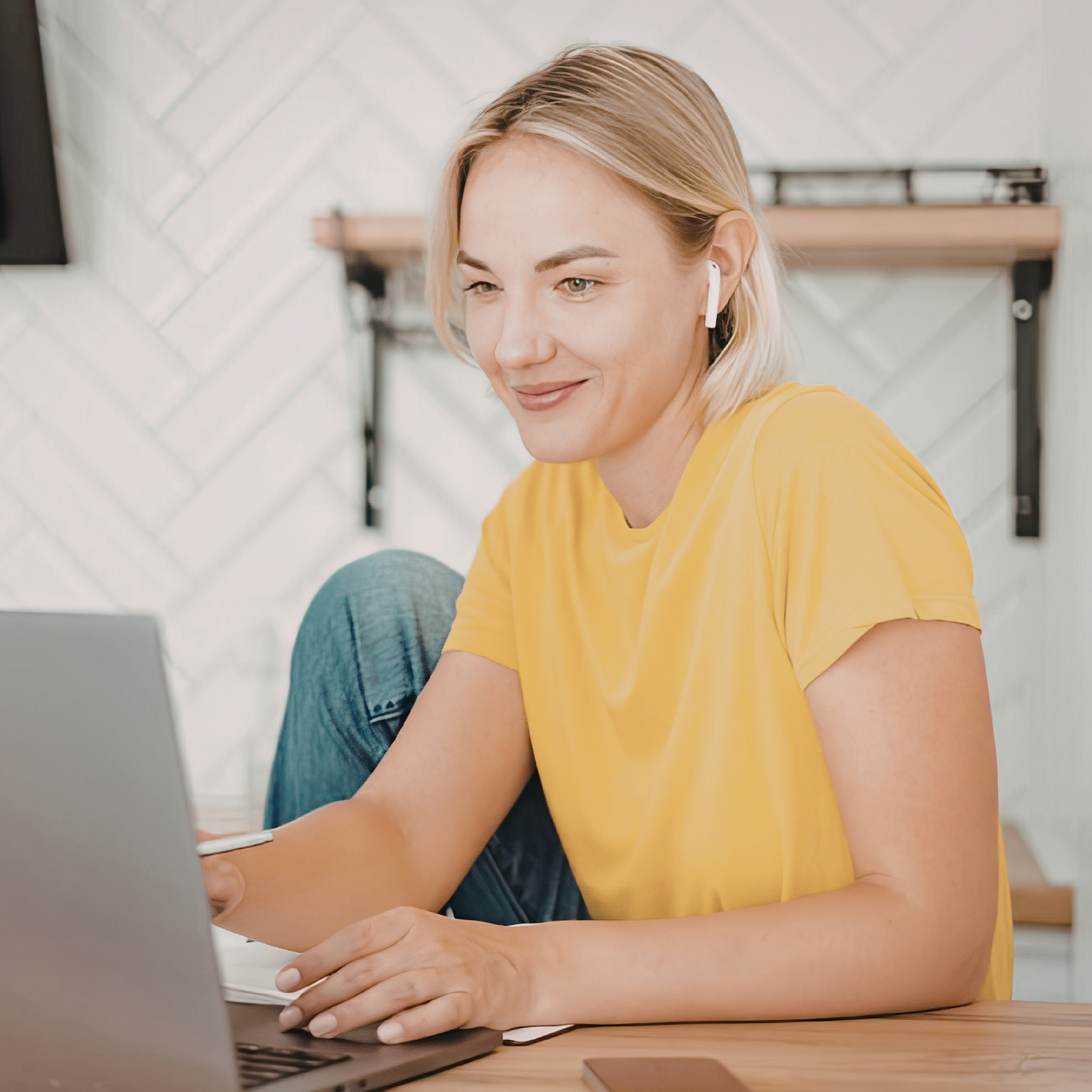 Woman working at laptop