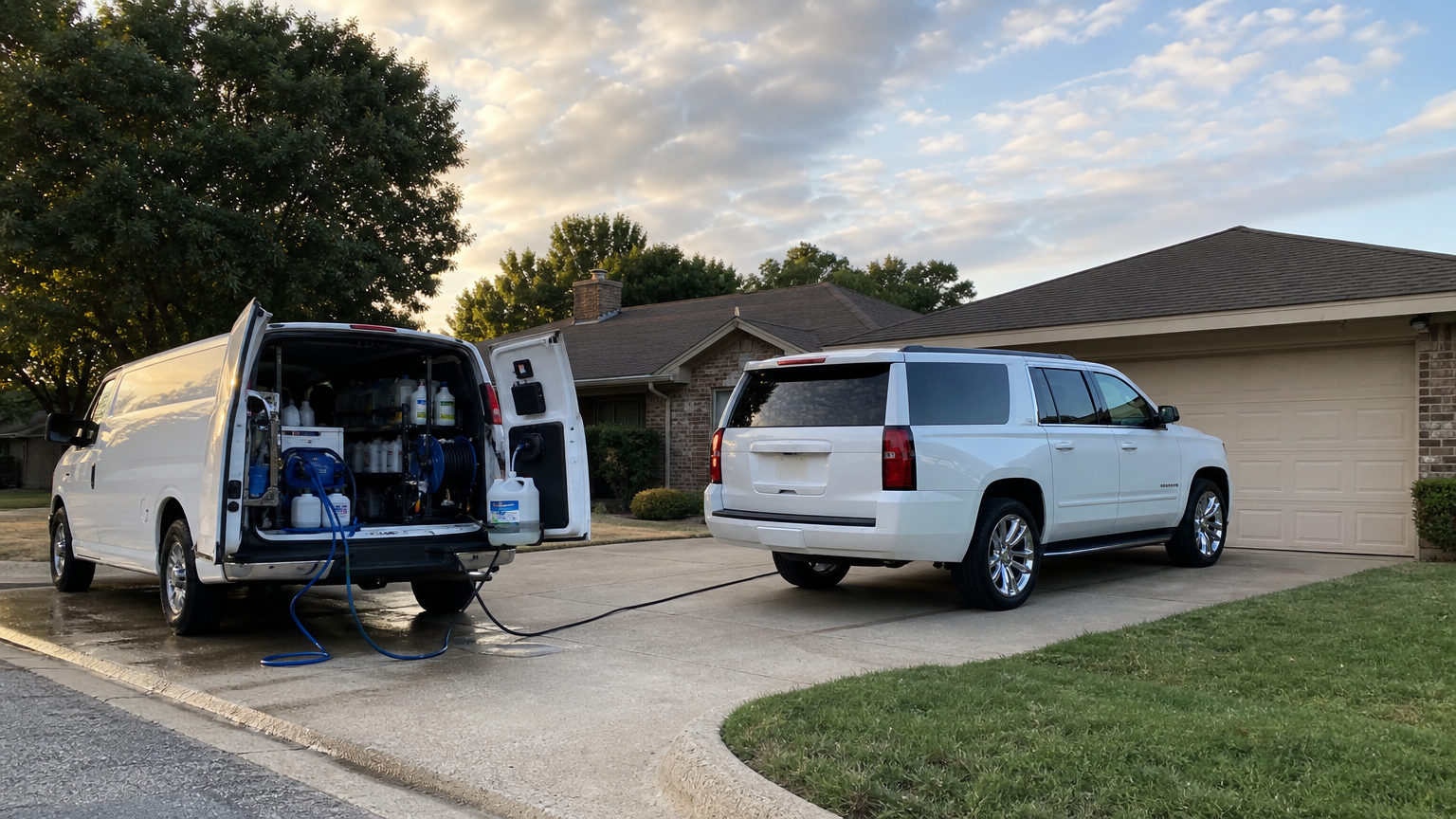 My Detail Guys mobile detailing unit working on a vehicle in Grand Prairie, TX