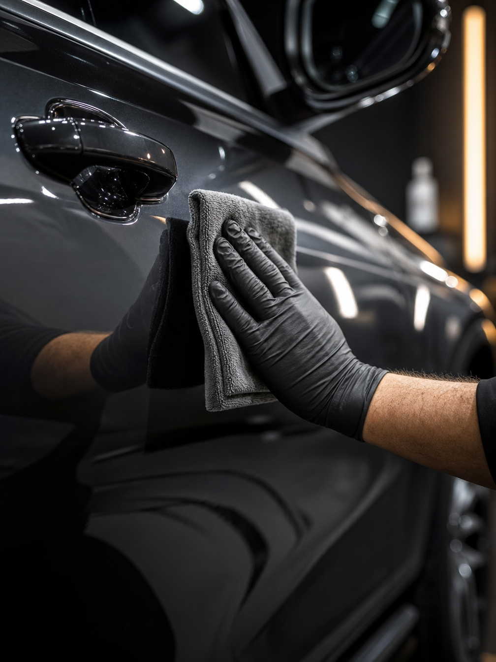 Exterior detailing service — foam wash and wheel cleaning on a vehicle in Fort Worth