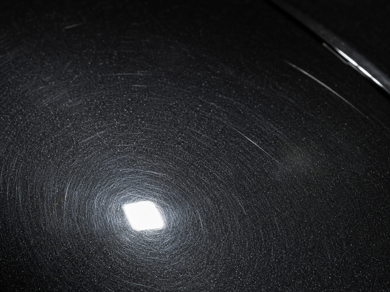 Swirl marks and paint defects visible under direct lighting before paint correction — My Detail Guys Fort Worth