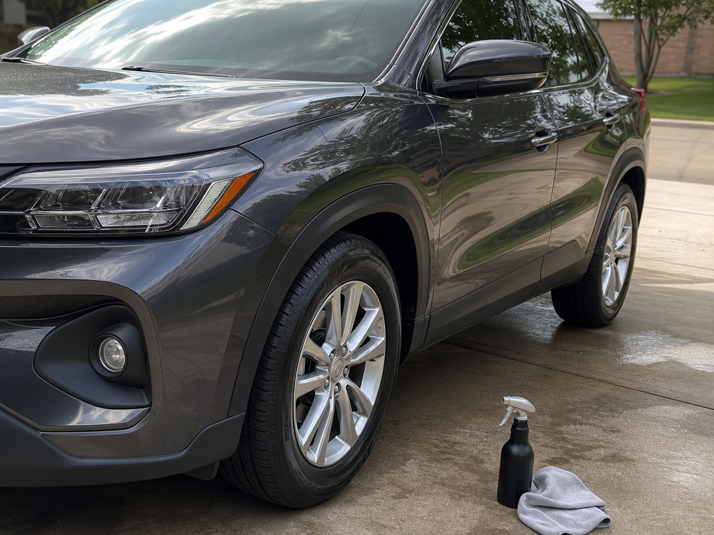 My Detail Guys technician detailing a vehicle on-site in the Mansfield area