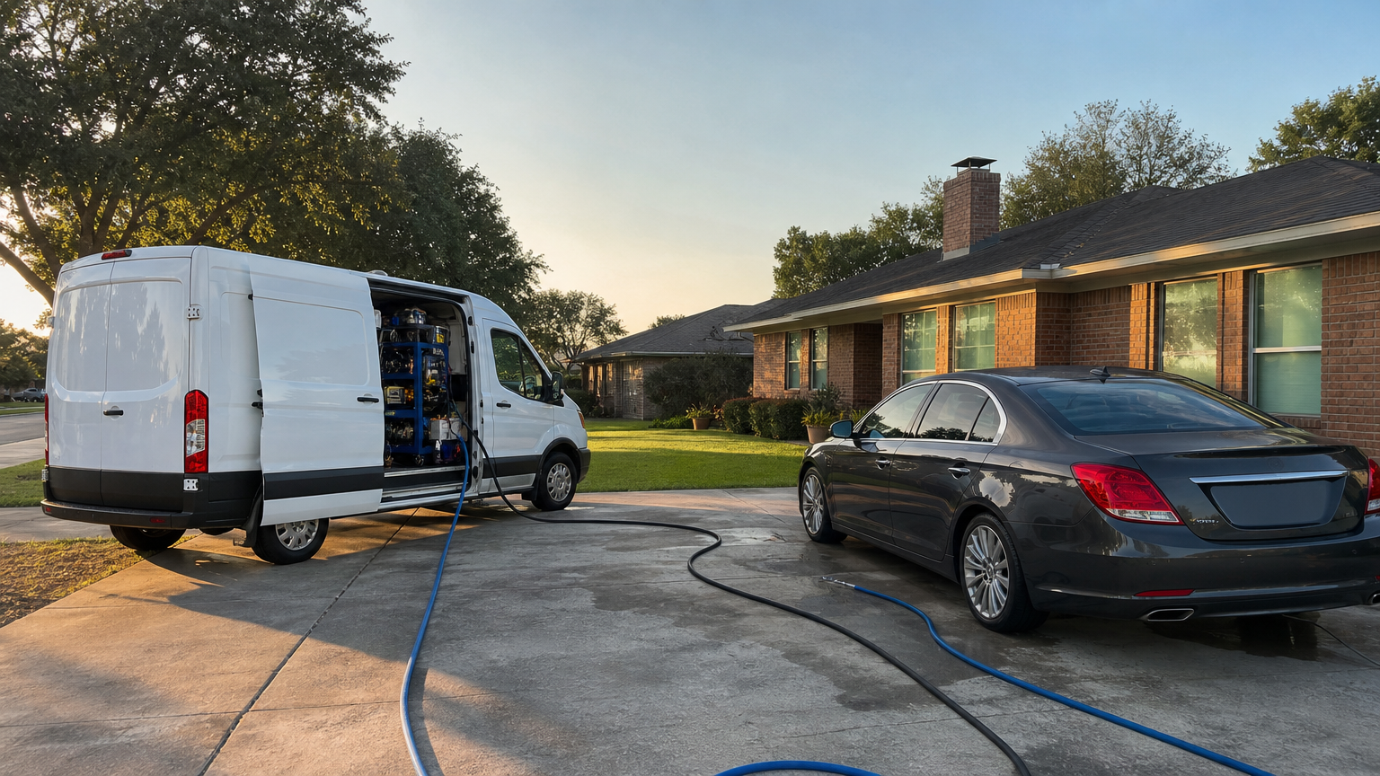 My Detail Guys mobile detailing unit working on a vehicle in Arlington, TX