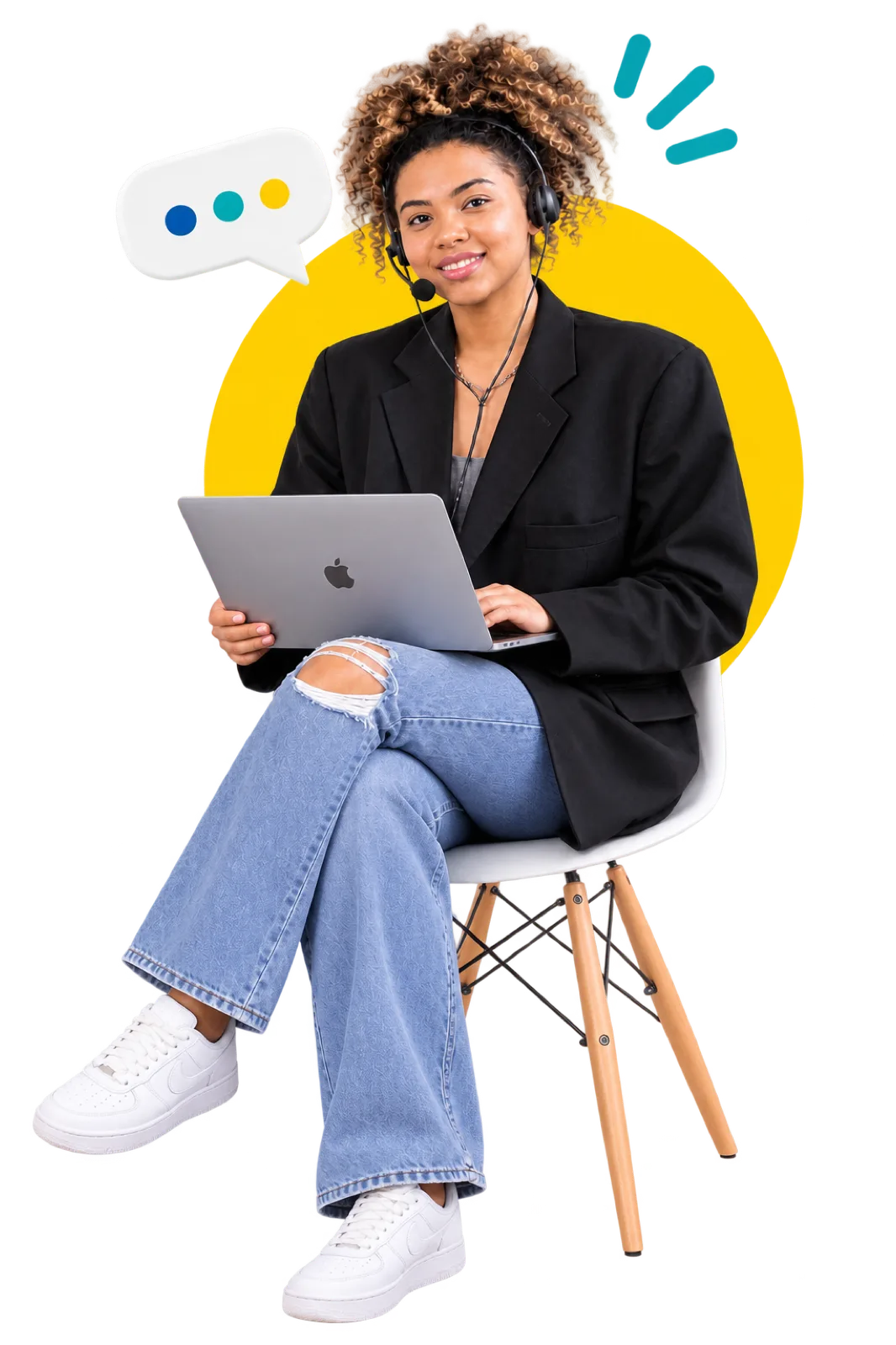 Profesional de Fluently Adultos en entorno de trabajo moderno