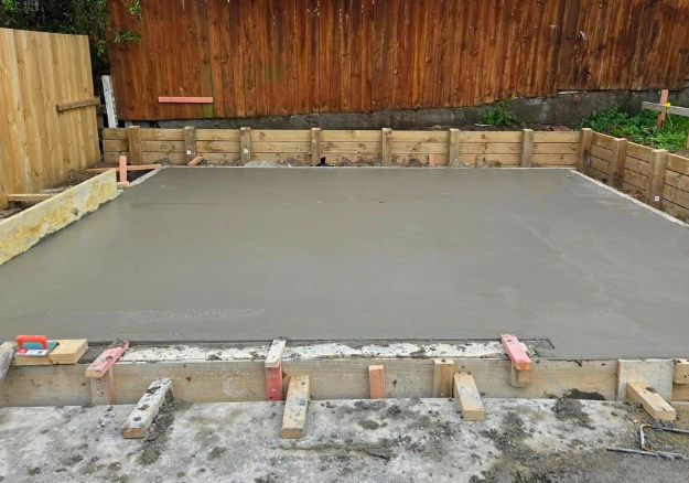 New concrete foundation poured for residential build in Porirua