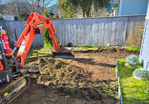 Porirua Hardscapes crew preparing site for next landscaping job