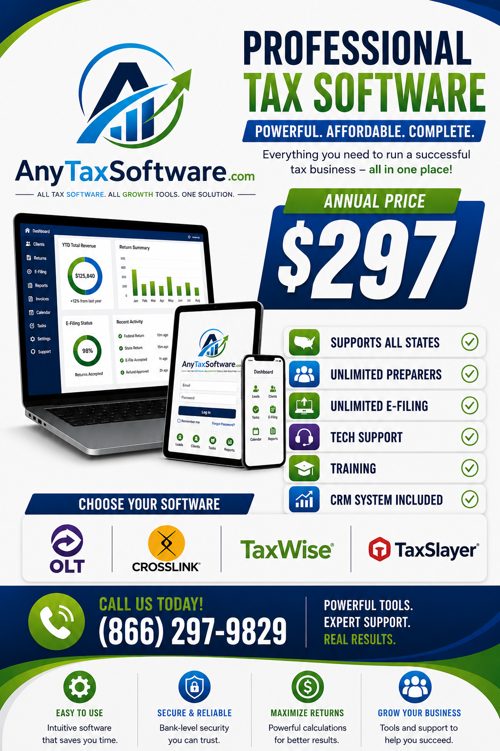 Professional tax software flyer
