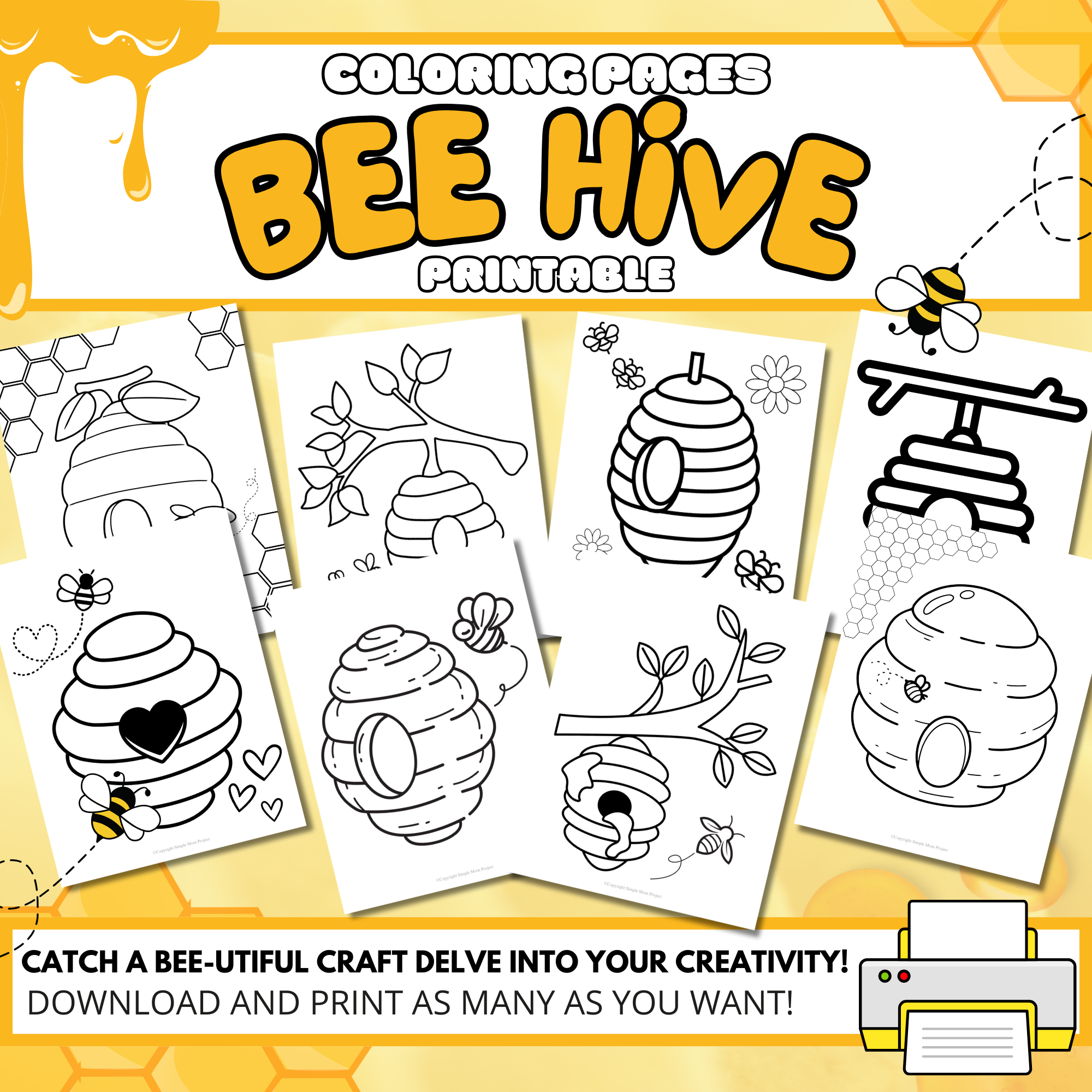 beehive-and-bee-coloring-pages-for-kids-and-beehive-printables for Free Printable Bee Hive Template Beehive and Bee Coloring Pages for Kids and Beehive Printables for Free Printable Bee Hive Template