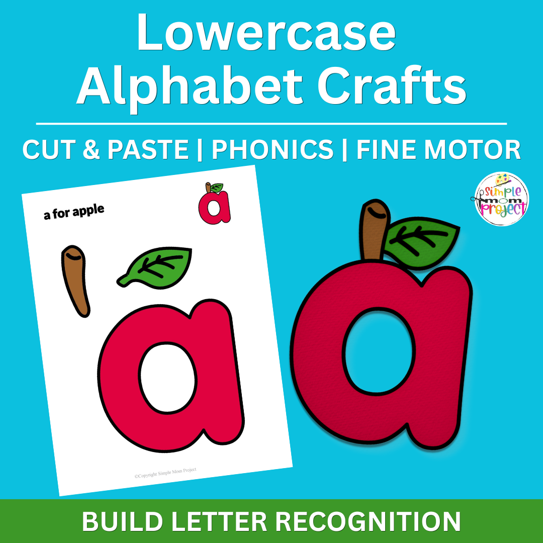 Lowercase Alphabet Crafts – 52 Printable ABC Cut and Paste Activities