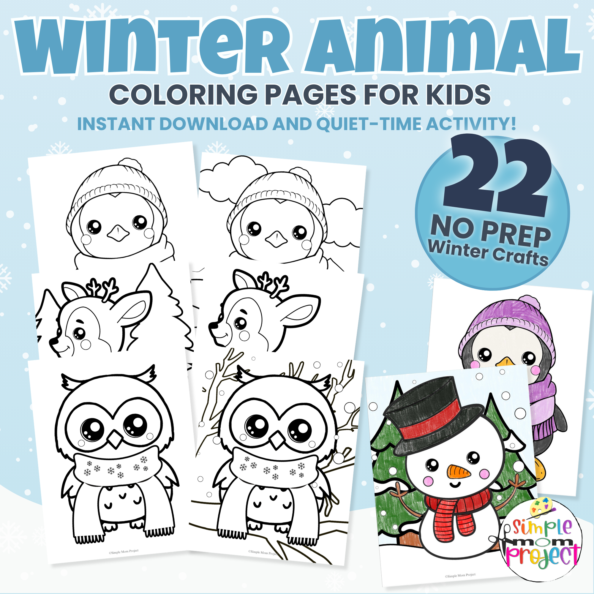 Winter Animals Coloring Pages – 22 Printable Coloring Sheets for Kids