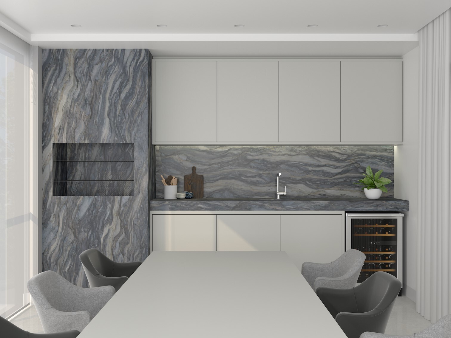 Custom marble countertop installation in Houston kitchen