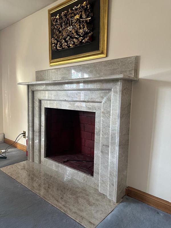 Custom stone fireplace wall and mantle Houston Texas