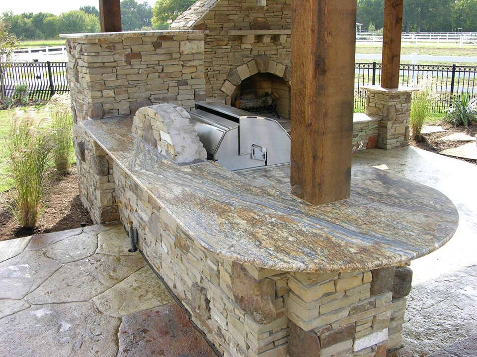 Quartzite stone countertop for outdoor kitchen in Houston Texas
