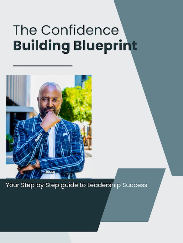 The Confidence Building Blueprint e-guide cover by LeadingSelf Coaching, shown on the brand background.