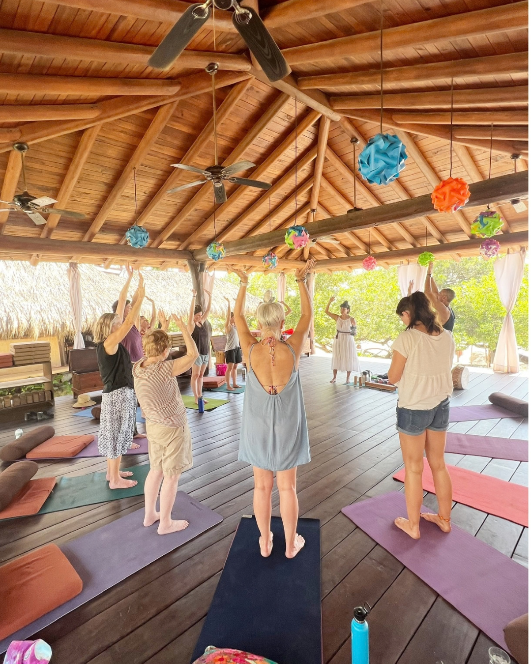 Wild Horizon Spring 3: Group yoga under the palapa
