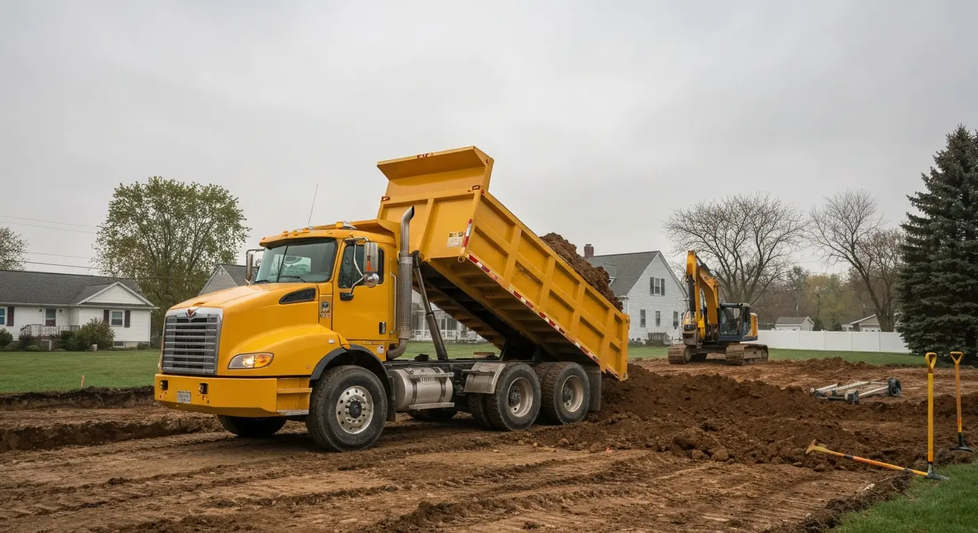 Dump truck on excavation site