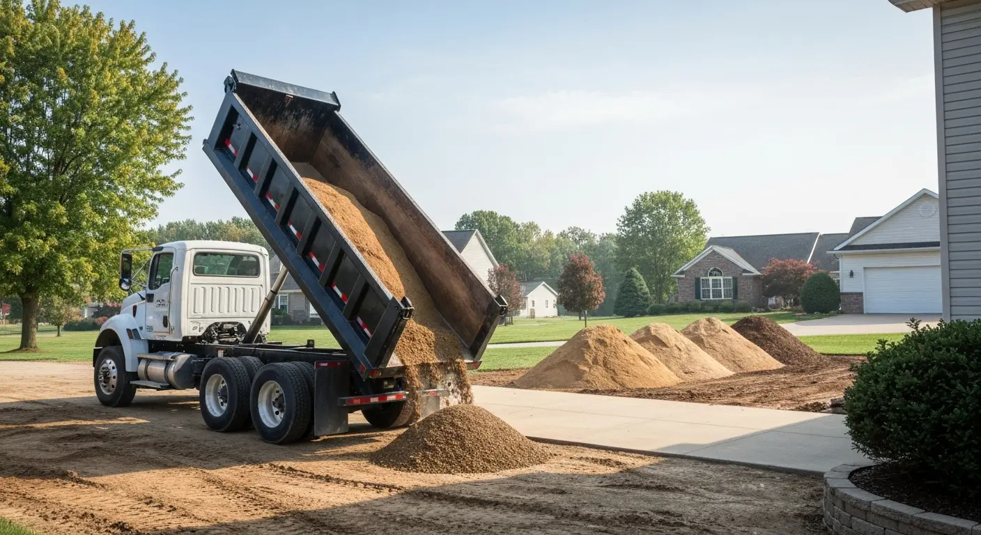 Dump truck delivery of materials