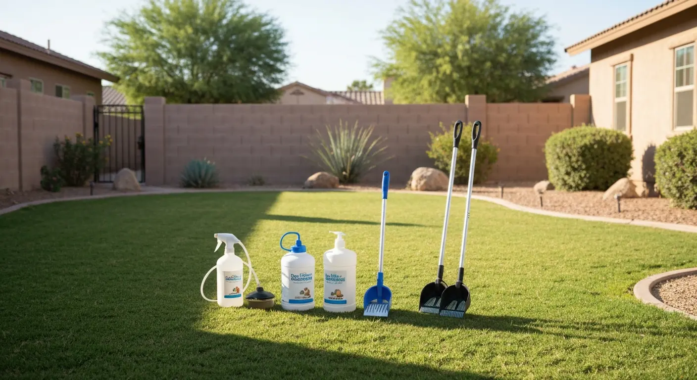 Dog waste removal service in backyard