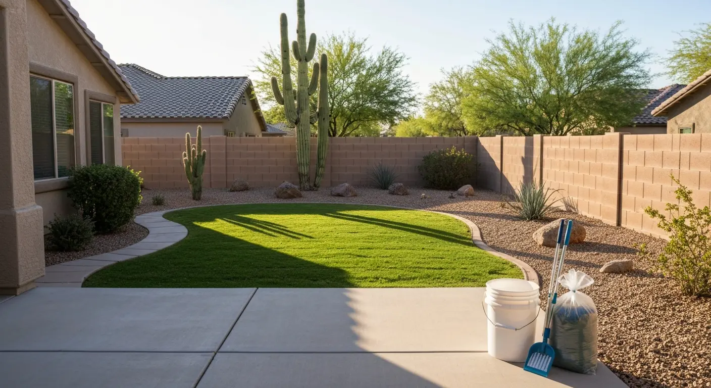 Weekly pet waste removal in Goodyear backyard