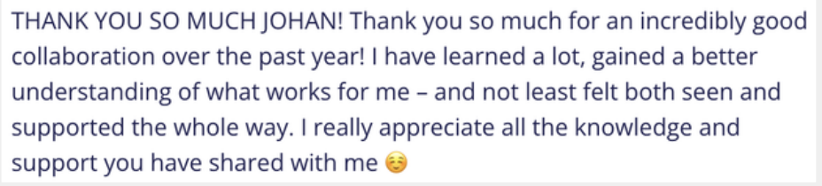 Client review: thank you for an incredibly good collaboration over the past year