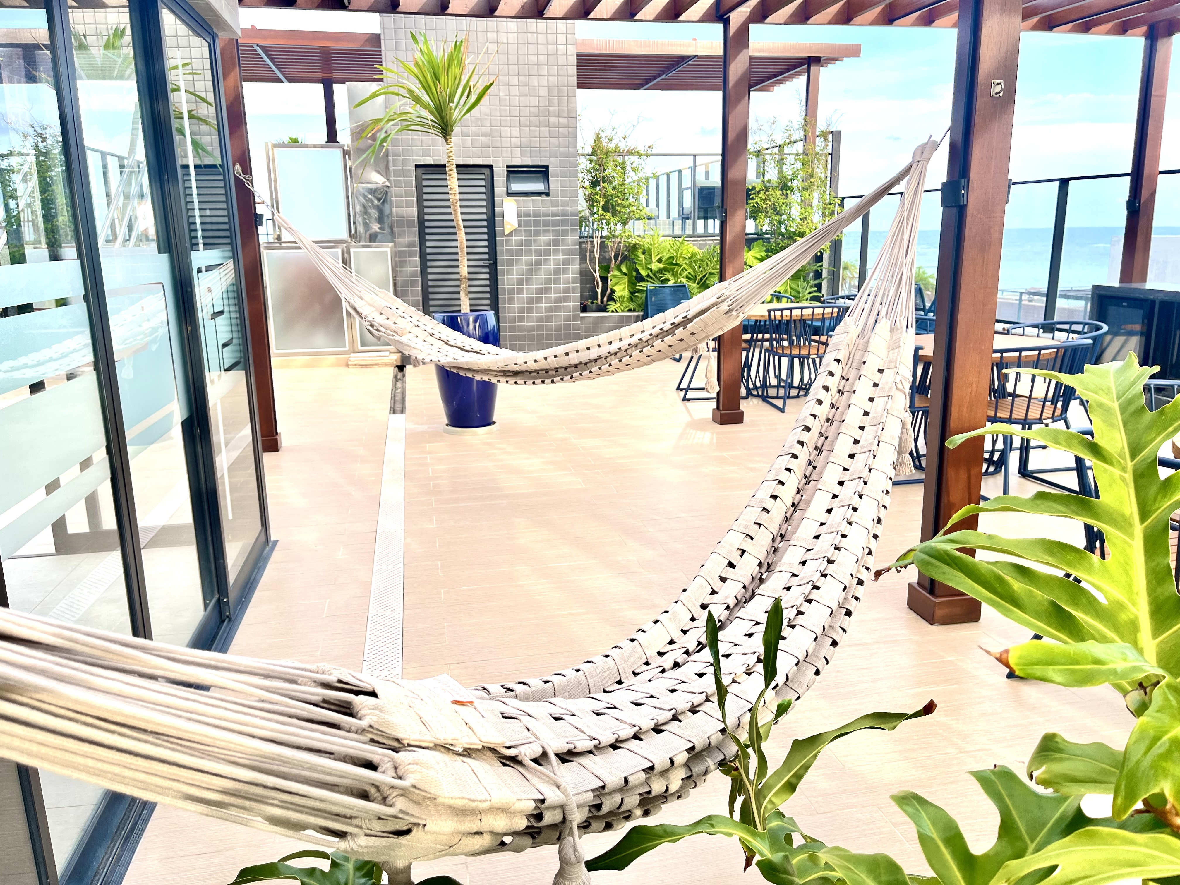Pergola com redes para descanso