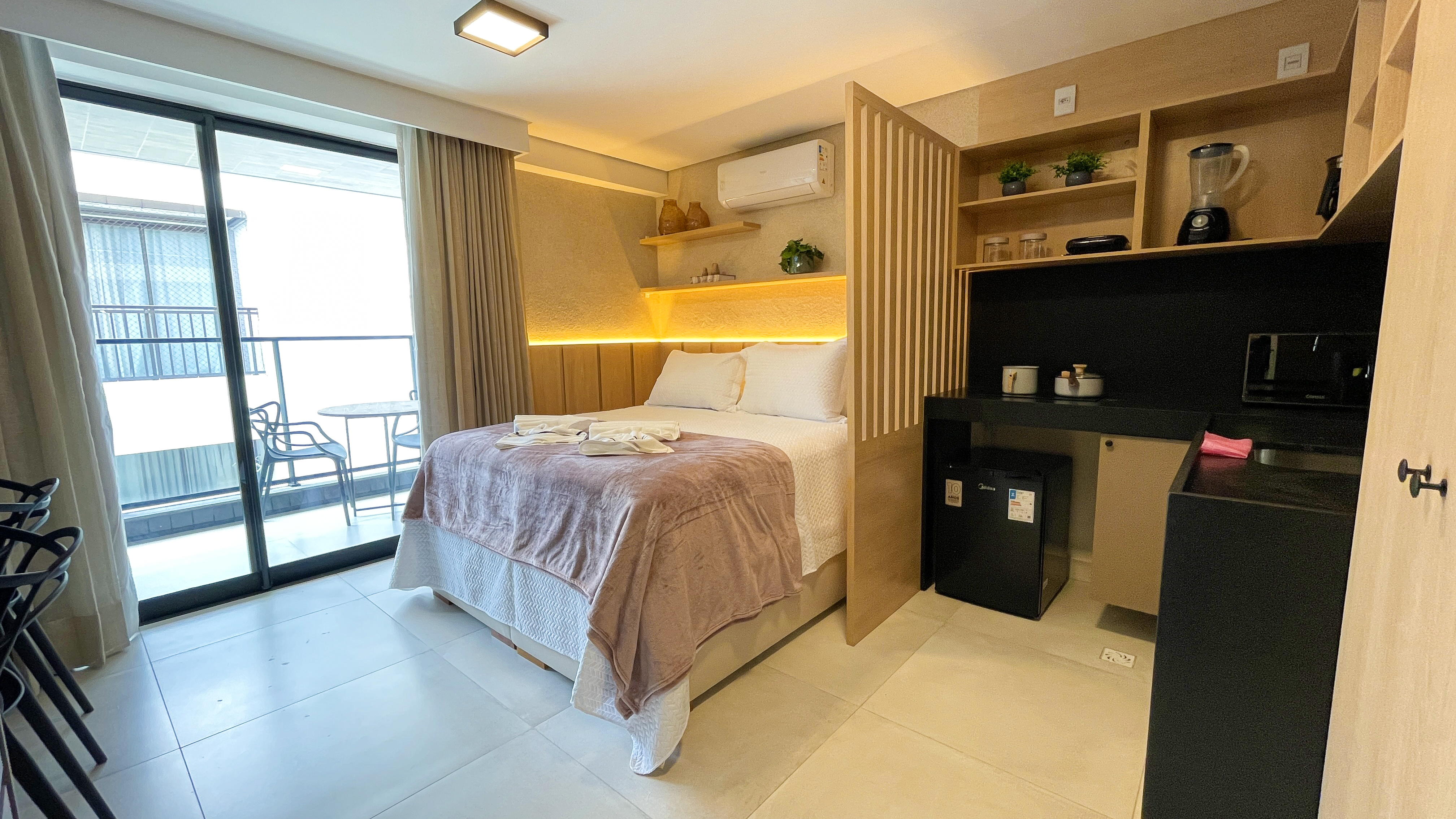Apartamento studio com varanda