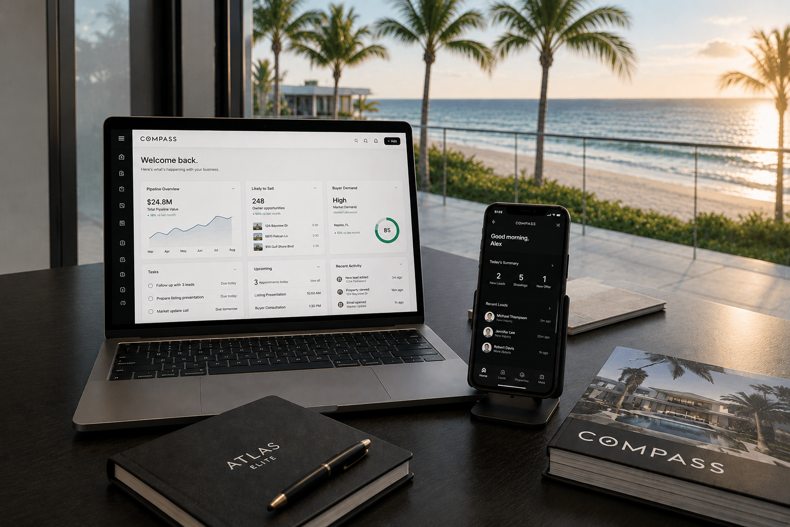 Modern professional workspace with technology