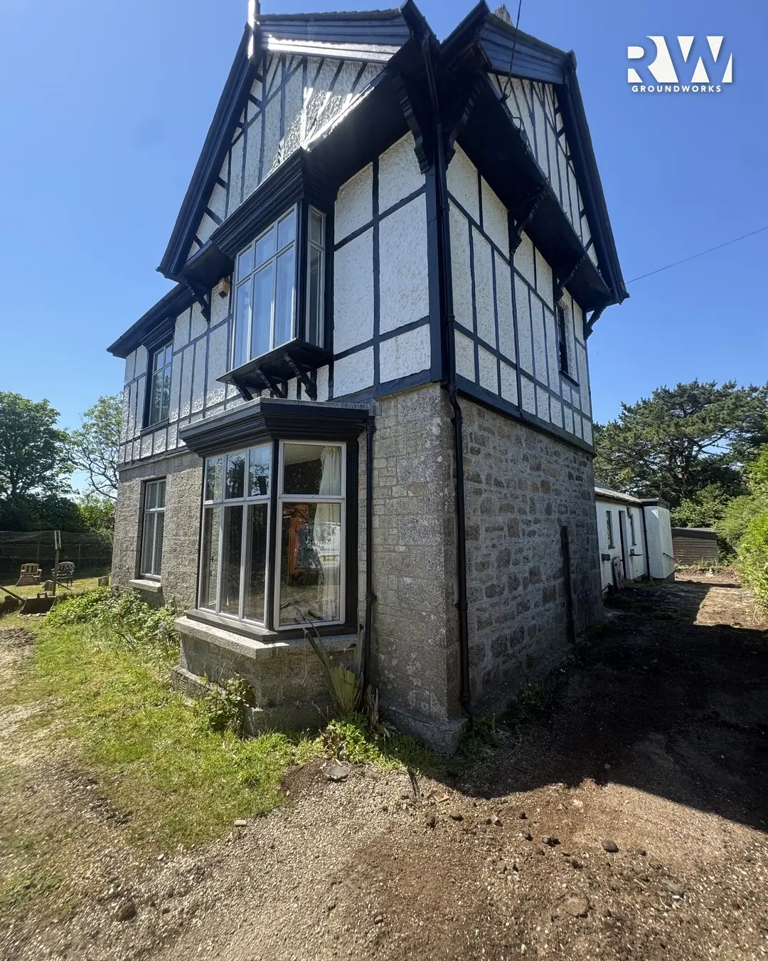 Ground stripped and levelled in front of the house in Wendron