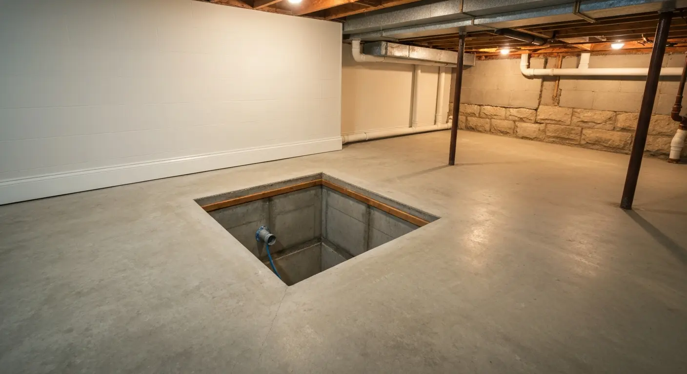 Ejector pump installation in Chicago basement