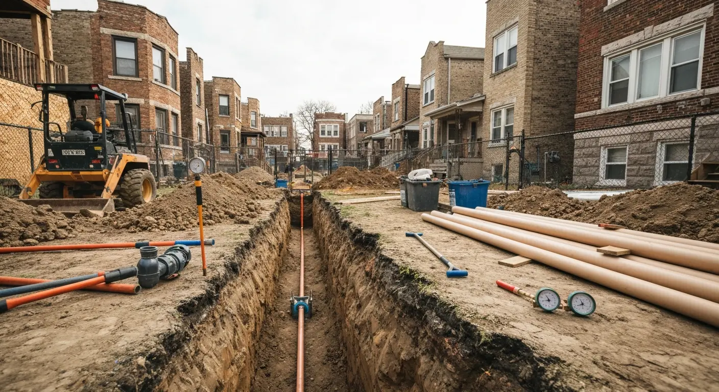 Water line repair in Back of the Yards