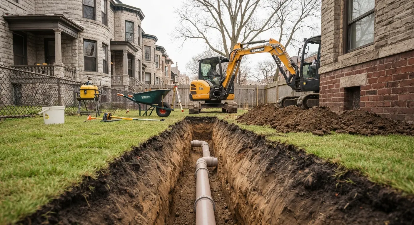 Sewer line excavation project