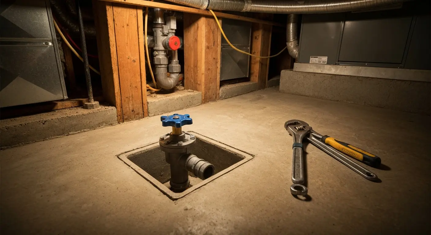 Backwater valve installation in South Shore basement