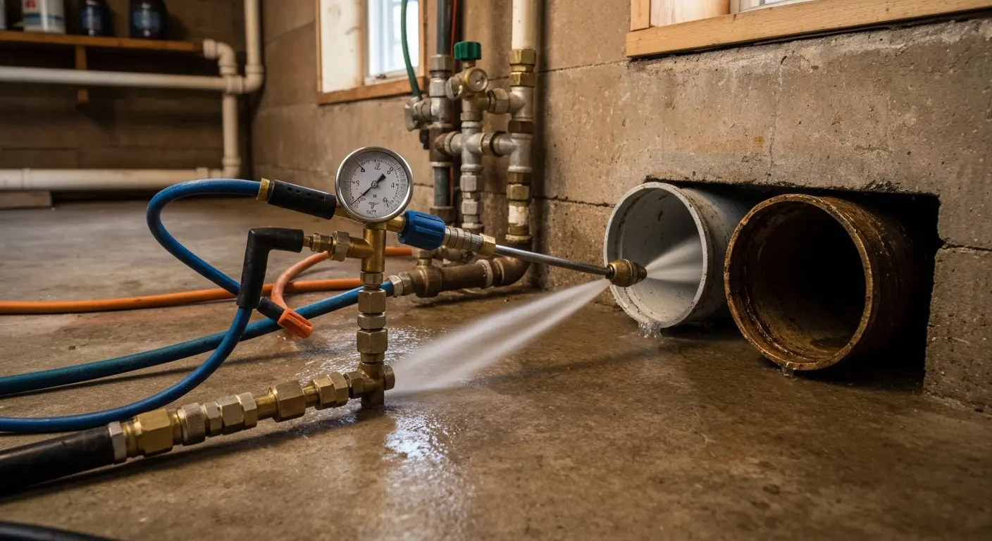 Hydro jetting pipe cleaning
