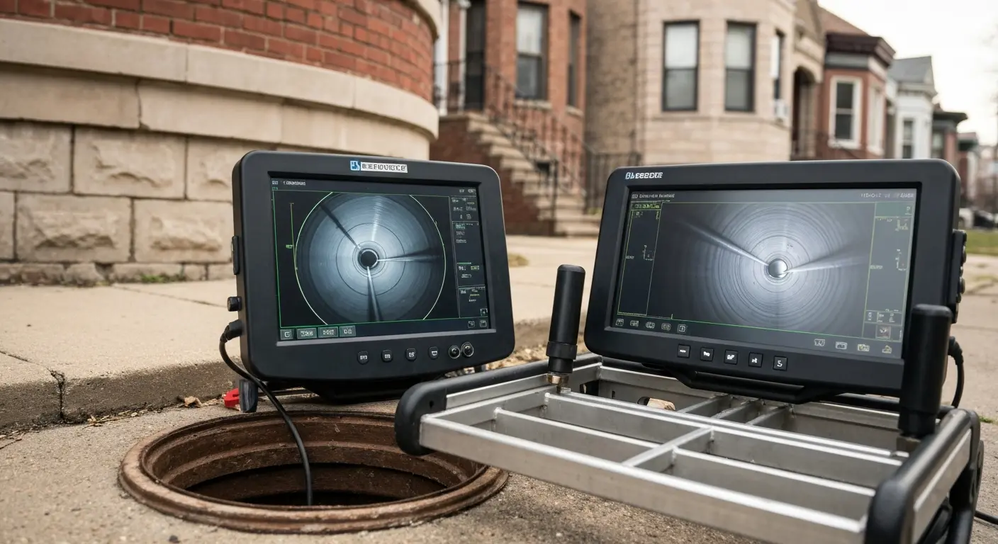 Sewer camera inspection in progress