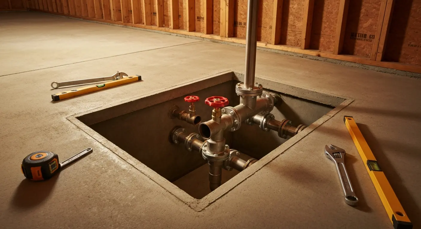Backwater valve installation in basement