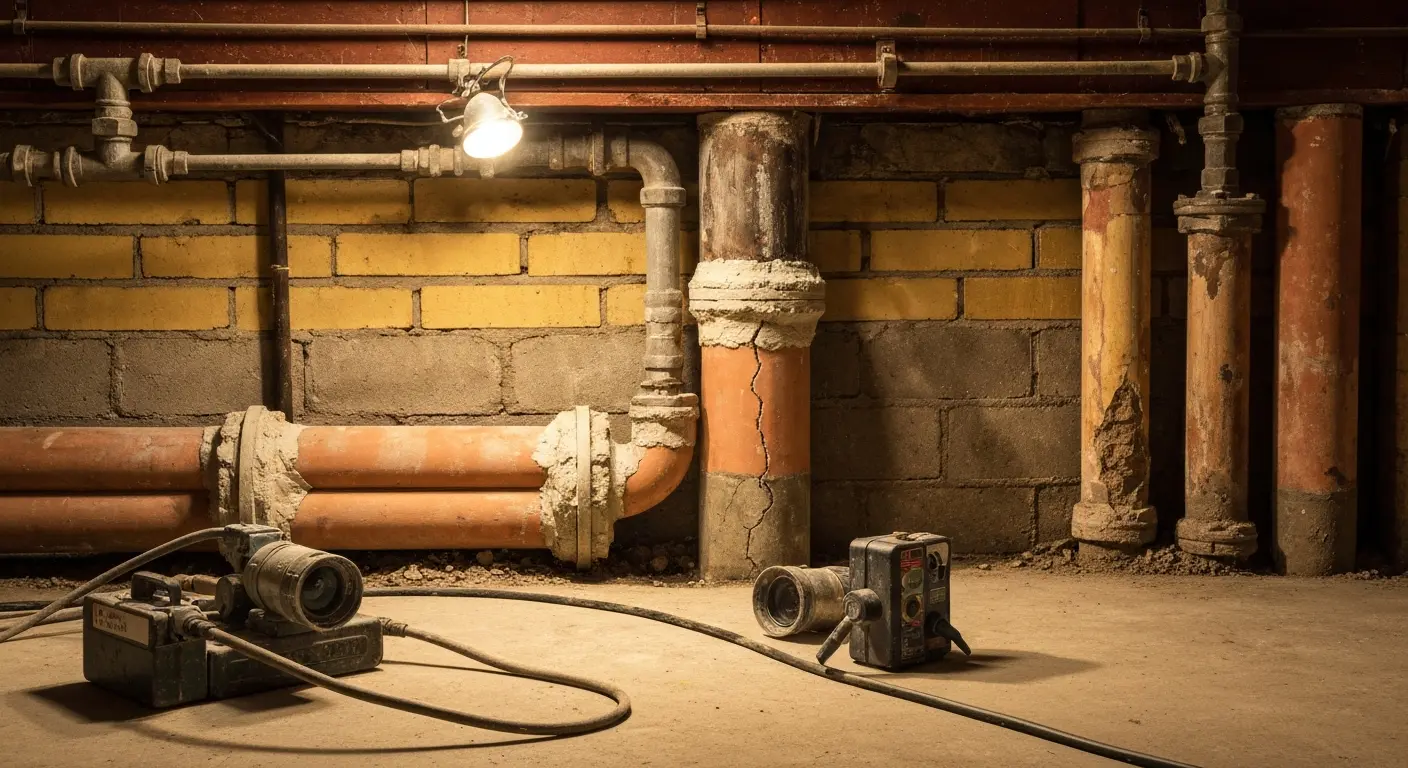 Damaged clay pipe joint in Chicago