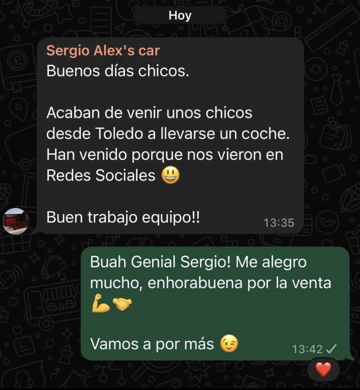 Sergio confirma una venta gracias a redes sociales