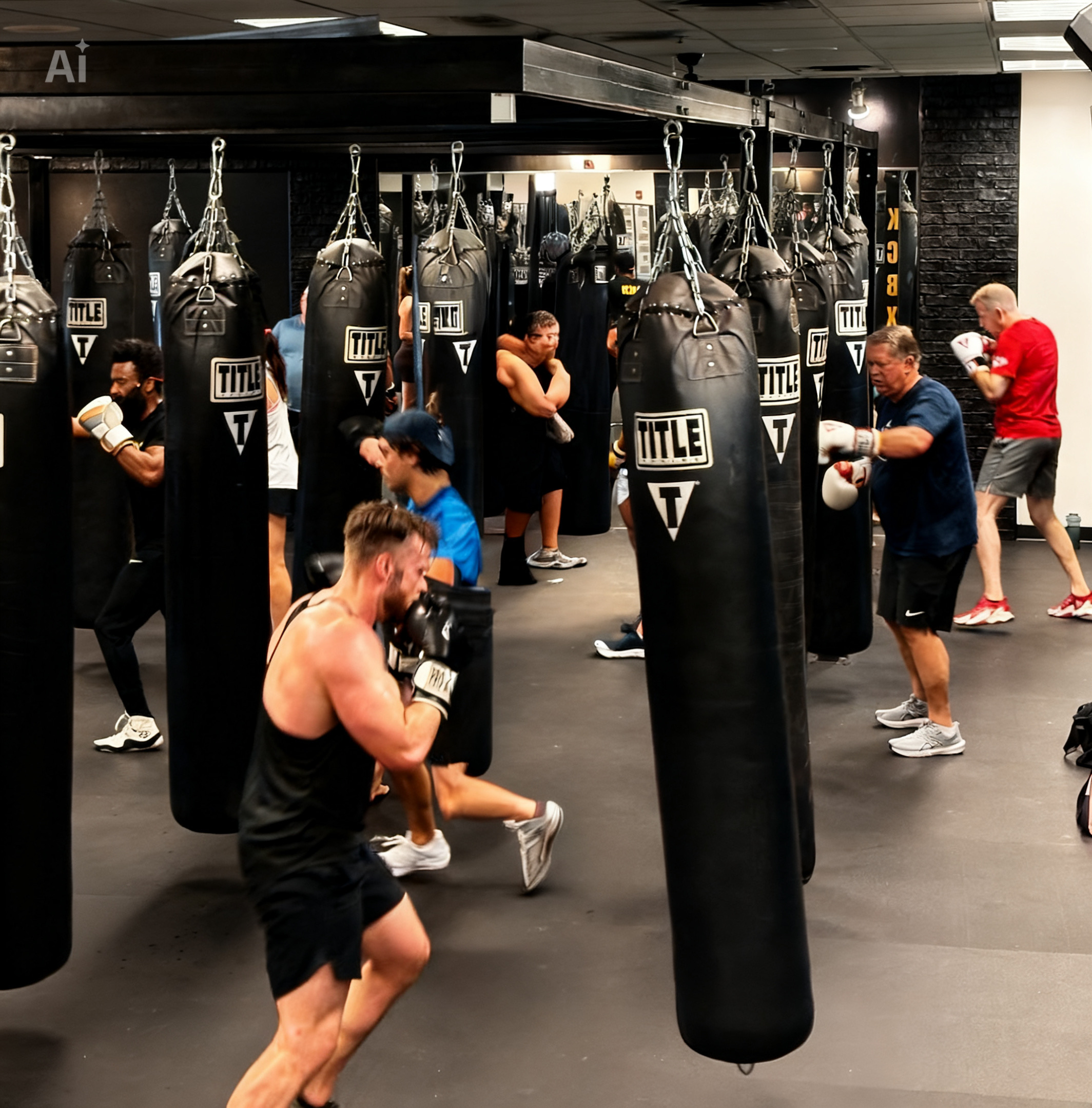 Members training on the heavy bags at KC Boxing and Fitness