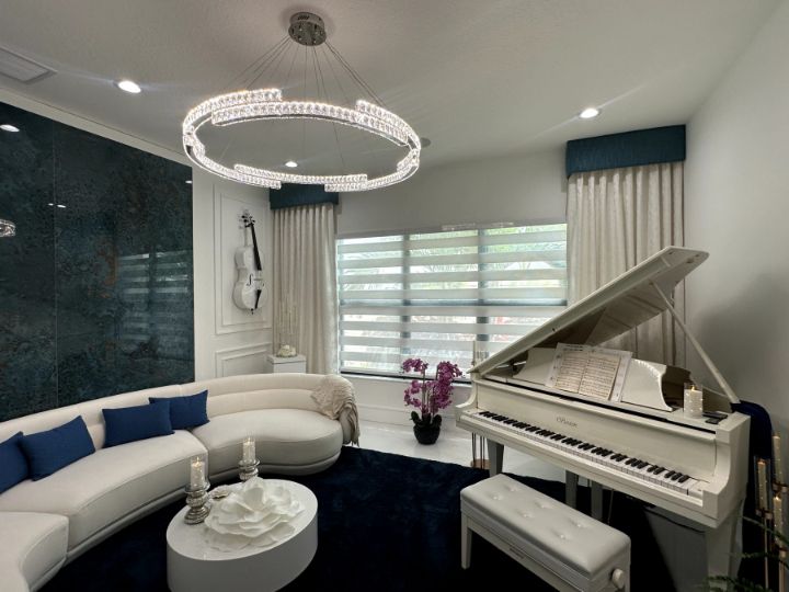 Music room with Zebra Roller Shades