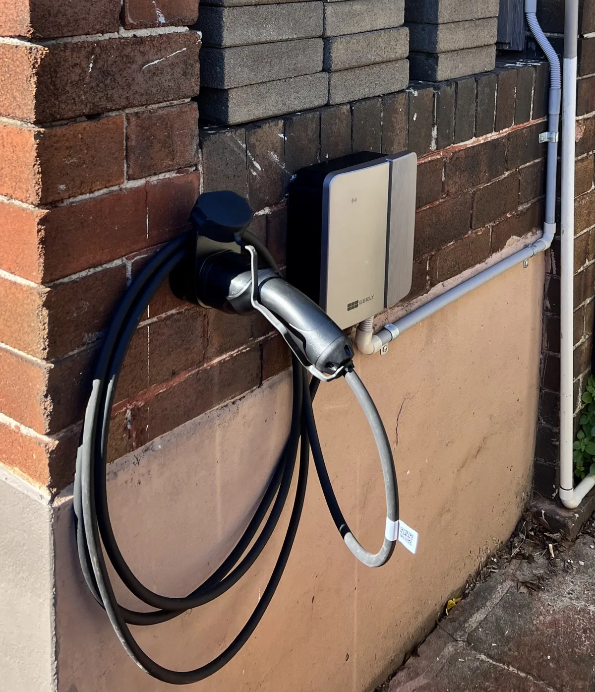 Wall-mounted home EV charger installed by Dunamis Power in Western Sydney