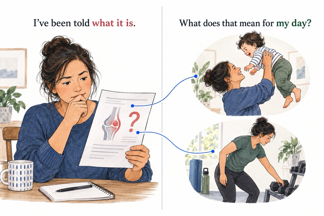 A parent has a diagnosis but wants to understand what it means for lifting their child and training.