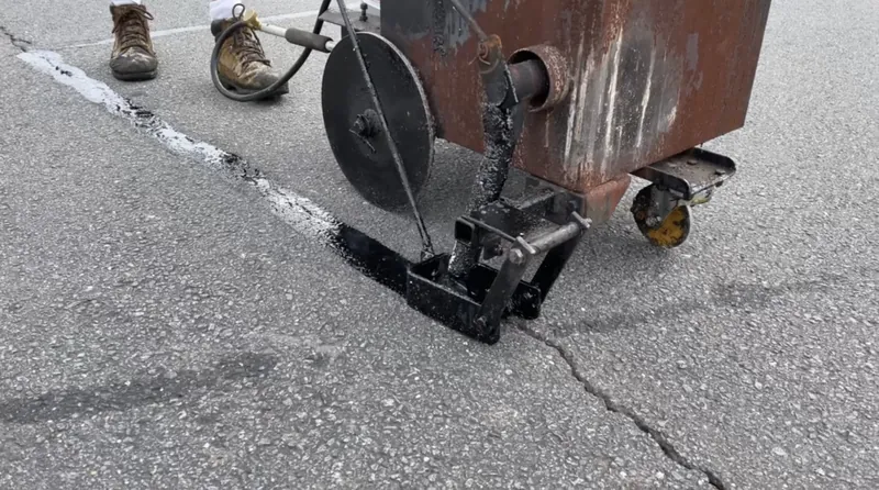 Hot tar crack filling asphalt repair commercial parking lot Virginia