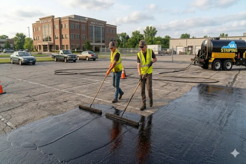 Asphalt emulsion sealcoating environmentally friendly pavement protection Virginia