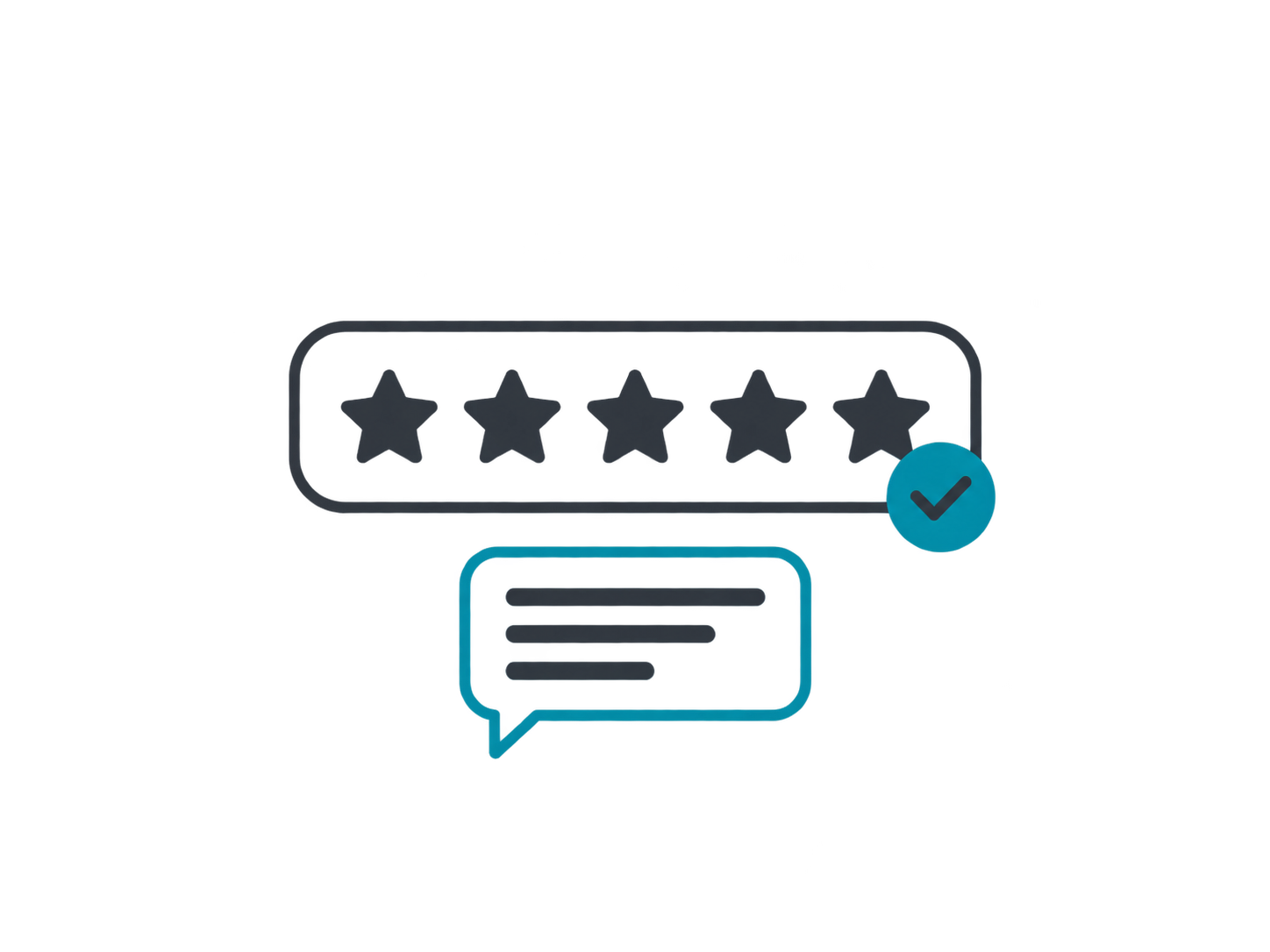 A row of five stars with a tick beside them